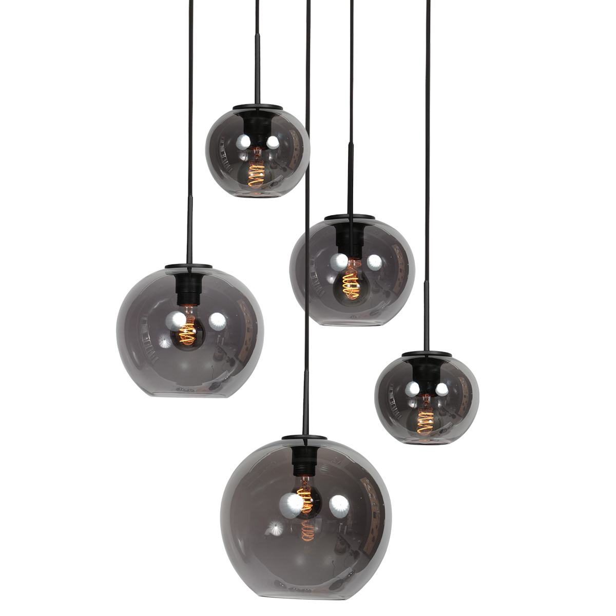 Zwarte hanglamp met bollen in smoke glas Mexlite HaloSwap - Afbeelding 4