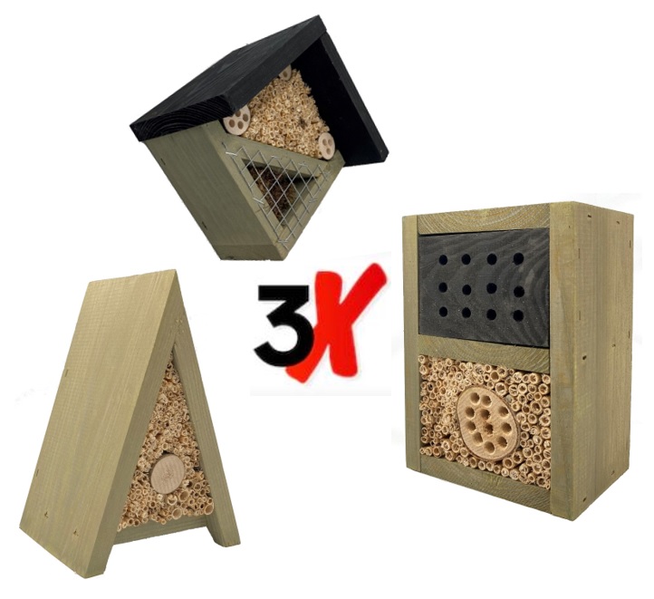 Bijenhotel set van 3 – Insectenhotel - Afbeelding 2