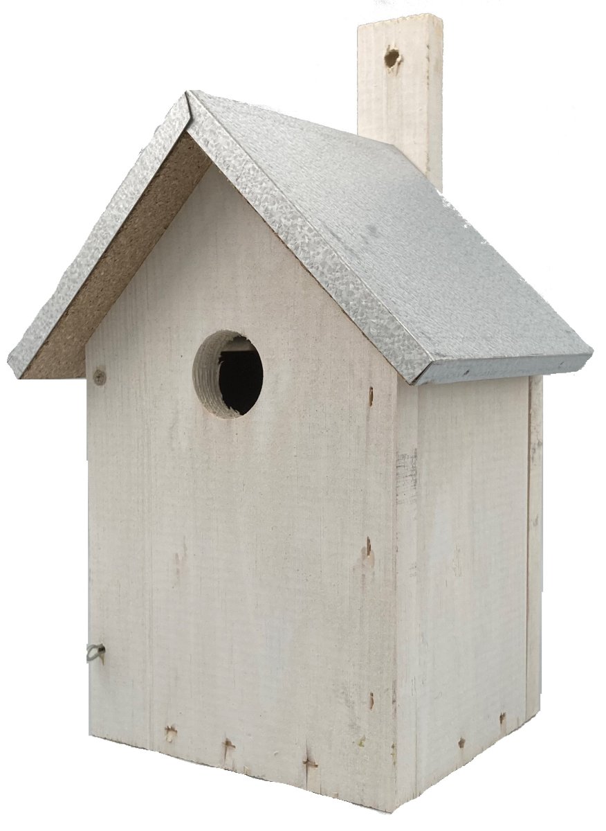 Vogelhuisje wit dakje zink 14 x 13 x 25 cm Nestkast - Afbeelding 2