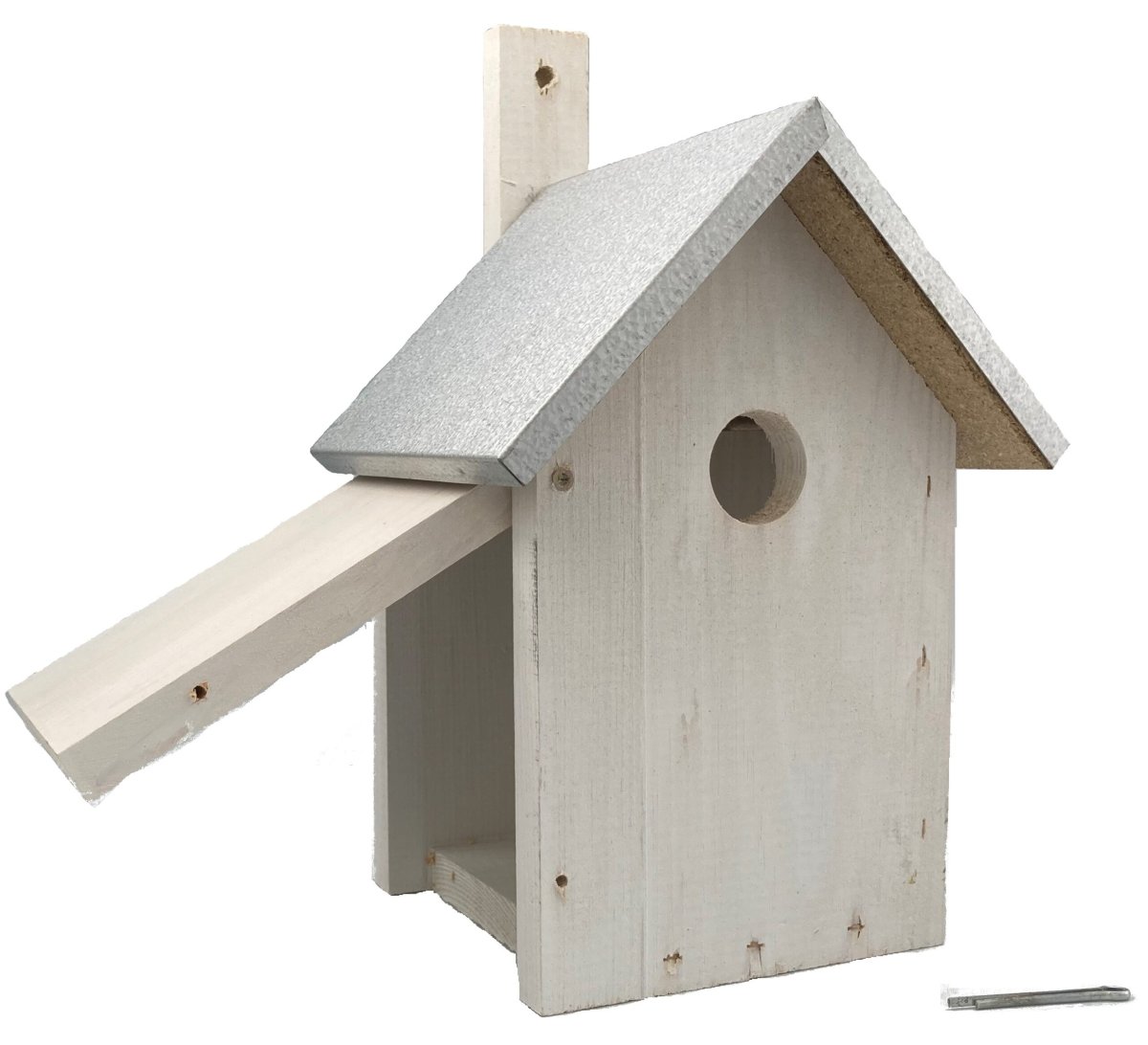 Vogelhuisje wit dakje zink 14 x 13 x 25 cm Nestkast - Afbeelding 4