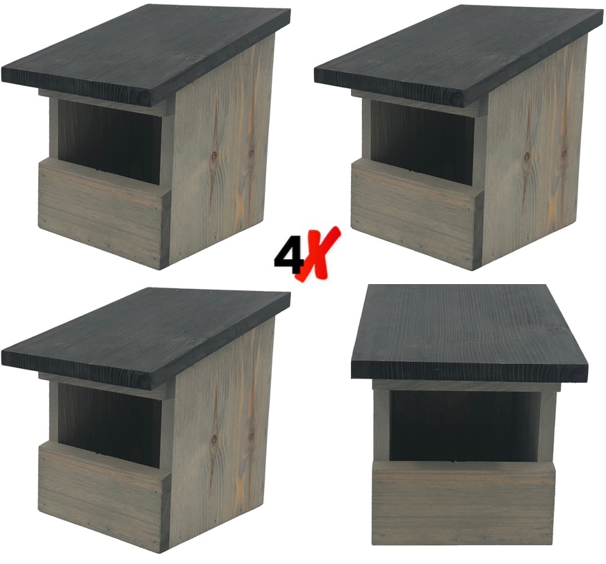 Vogelhuisje Roodborstje set van 4 – Nestkast 19 x 16,5 x 20 - Afbeelding 2