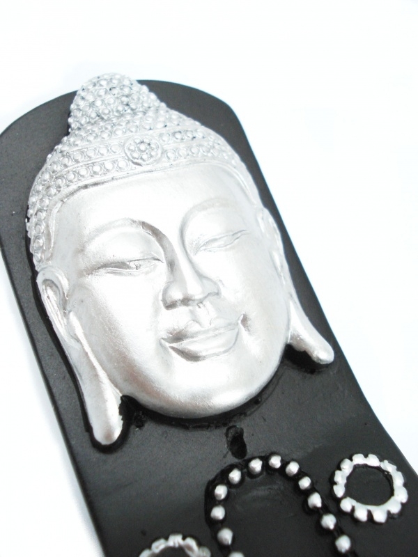 Wierookhouder Thaise Boeddha (Zilver op zwart) - Afbeelding 3