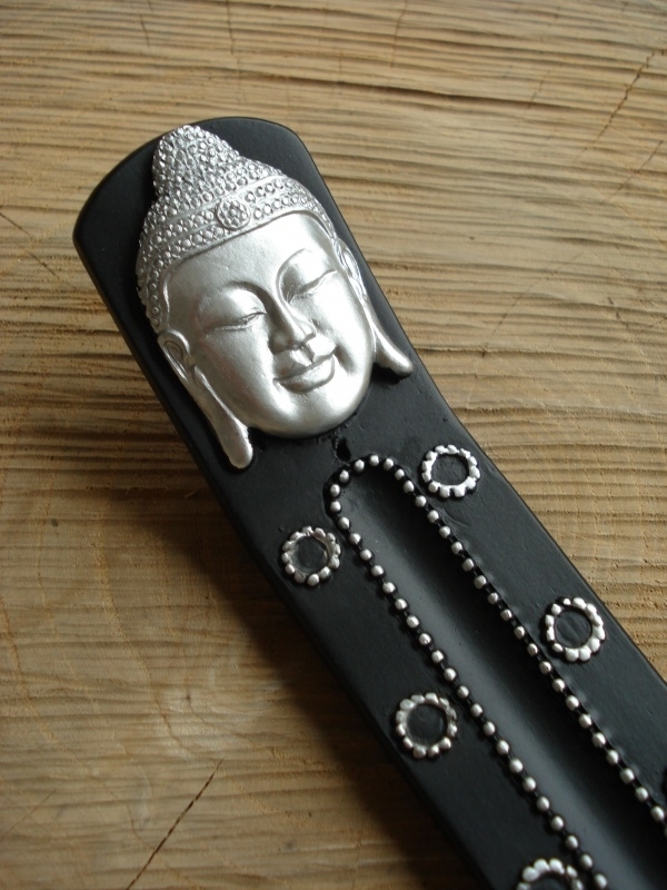Wierookhouder Thaise Boeddha (Zilver op zwart) - Afbeelding 4