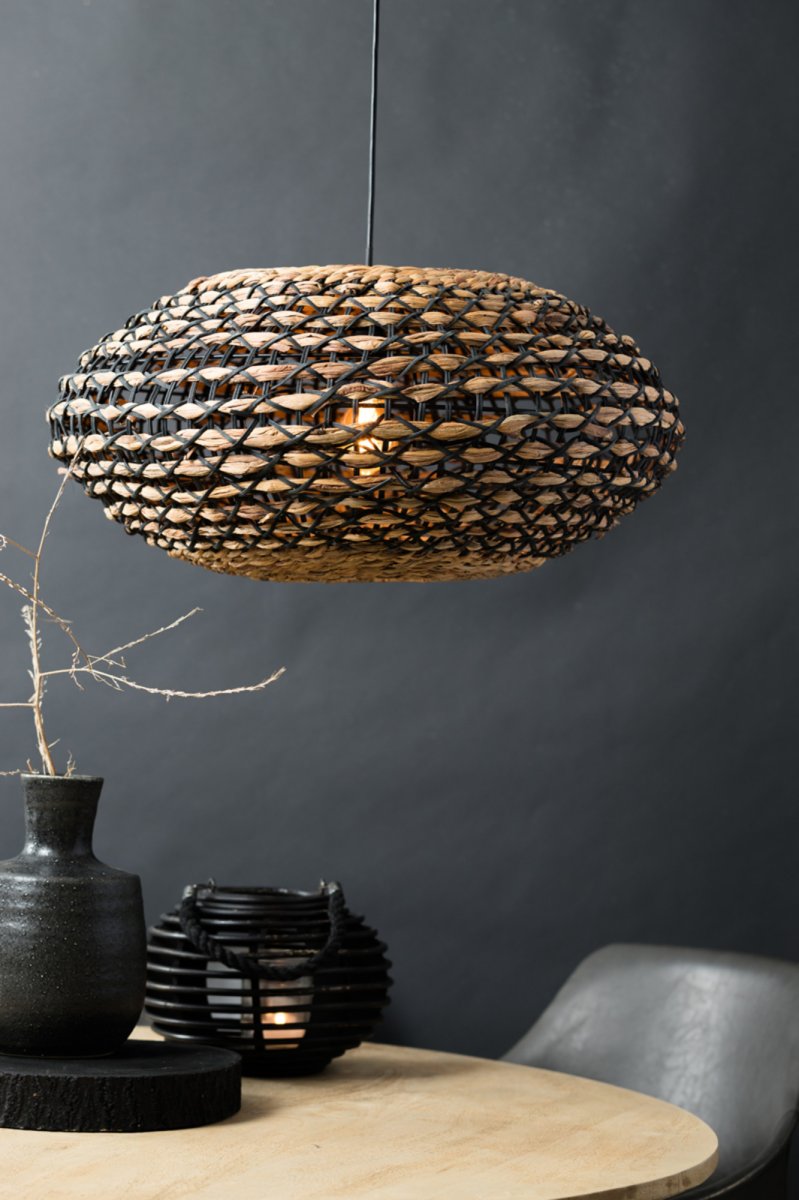 Zwart gevlochten rieten hanglamp Light & Living Tripoli - Afbeelding 5