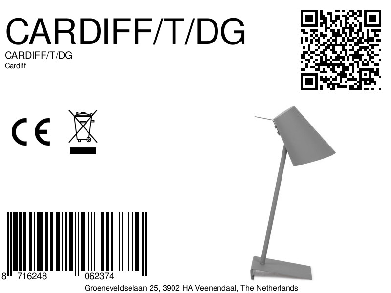 Grijze tafellamp hellend It’s About RoMi Cardiff - Afbeelding 6