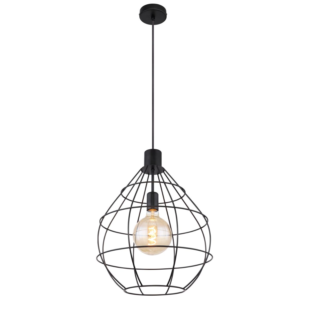 Retro pendantlamp met zwarte metalen staven Edwin - Afbeelding 2