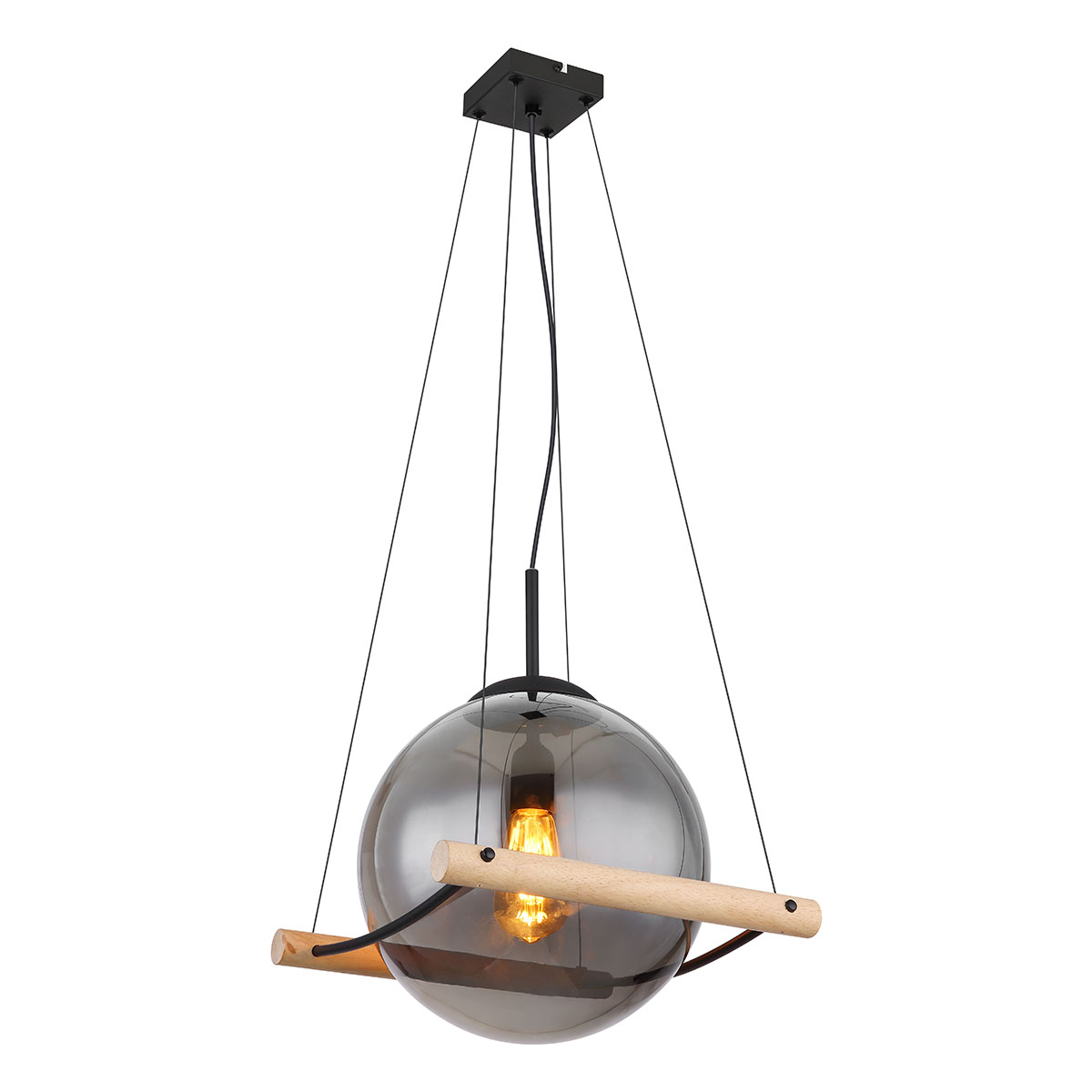 Metalen moderne zwarte hanglamp Globo Leona - Afbeelding 6