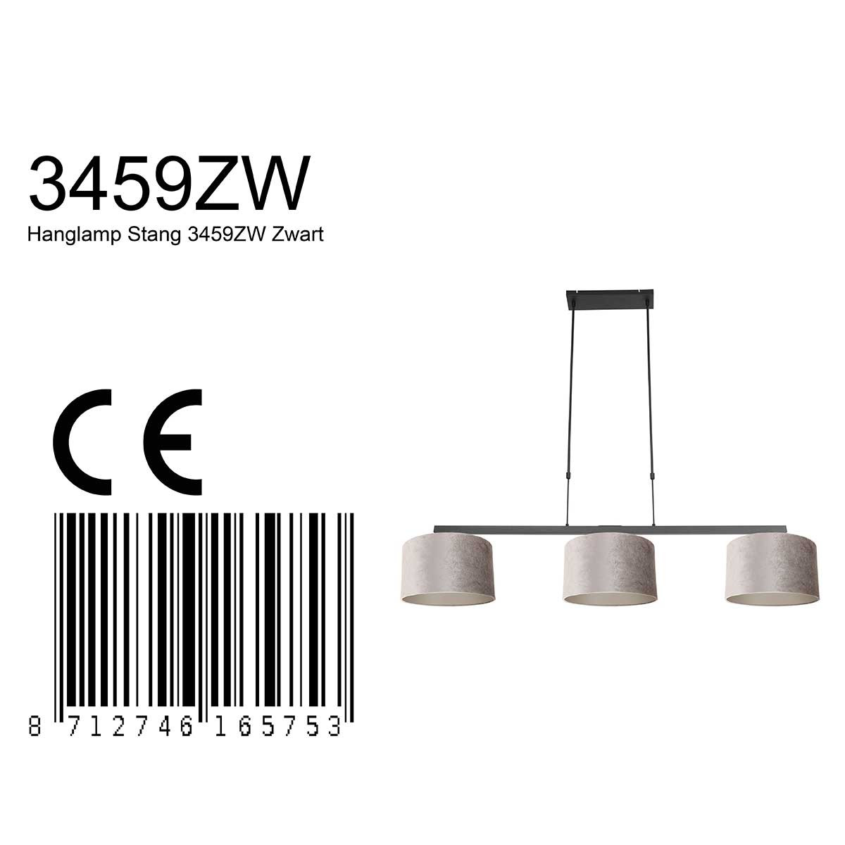 Moderne hanglamp zwart metaal Steinhauer Stang - Afbeelding 9