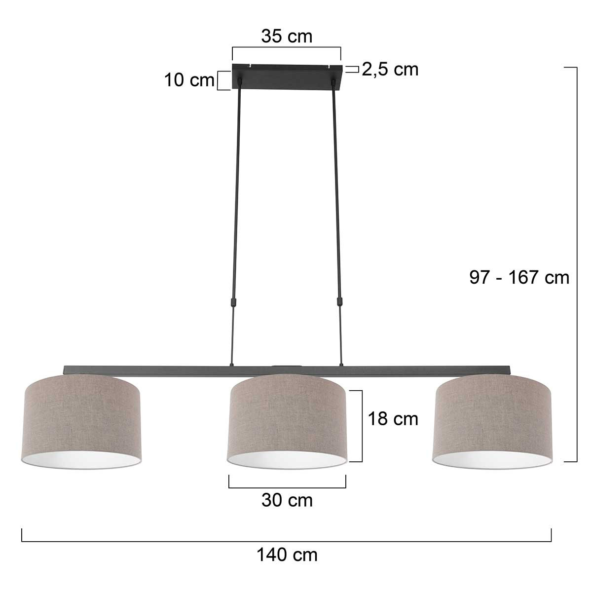 Moderne metalen zwarte hanglamp Steinhauer Stang - Afbeelding 8