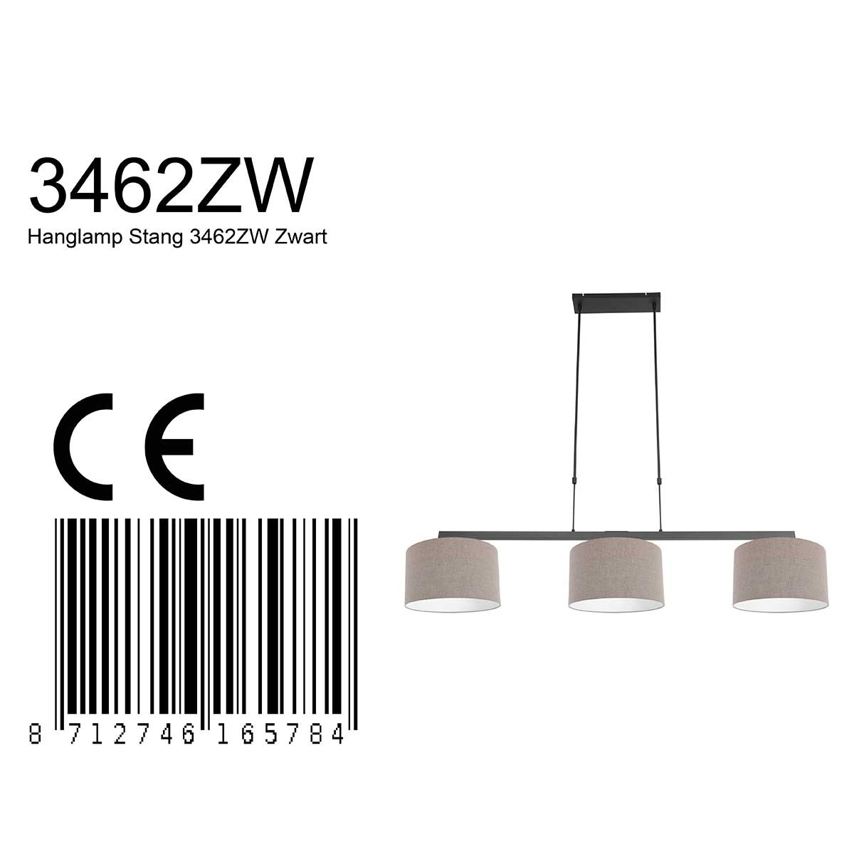 Moderne metalen zwarte hanglamp Steinhauer Stang - Afbeelding 9