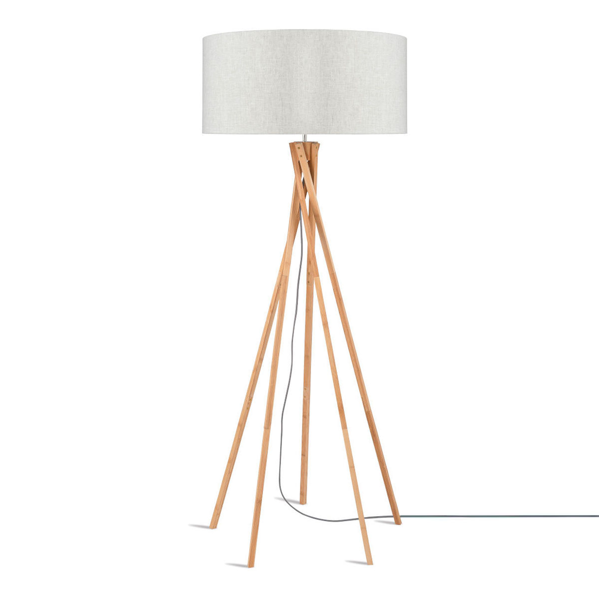 Bamboe bohemian grijs linnen vloerlamp GOOD&MOJO Kilimanjaro - Afbeelding 2