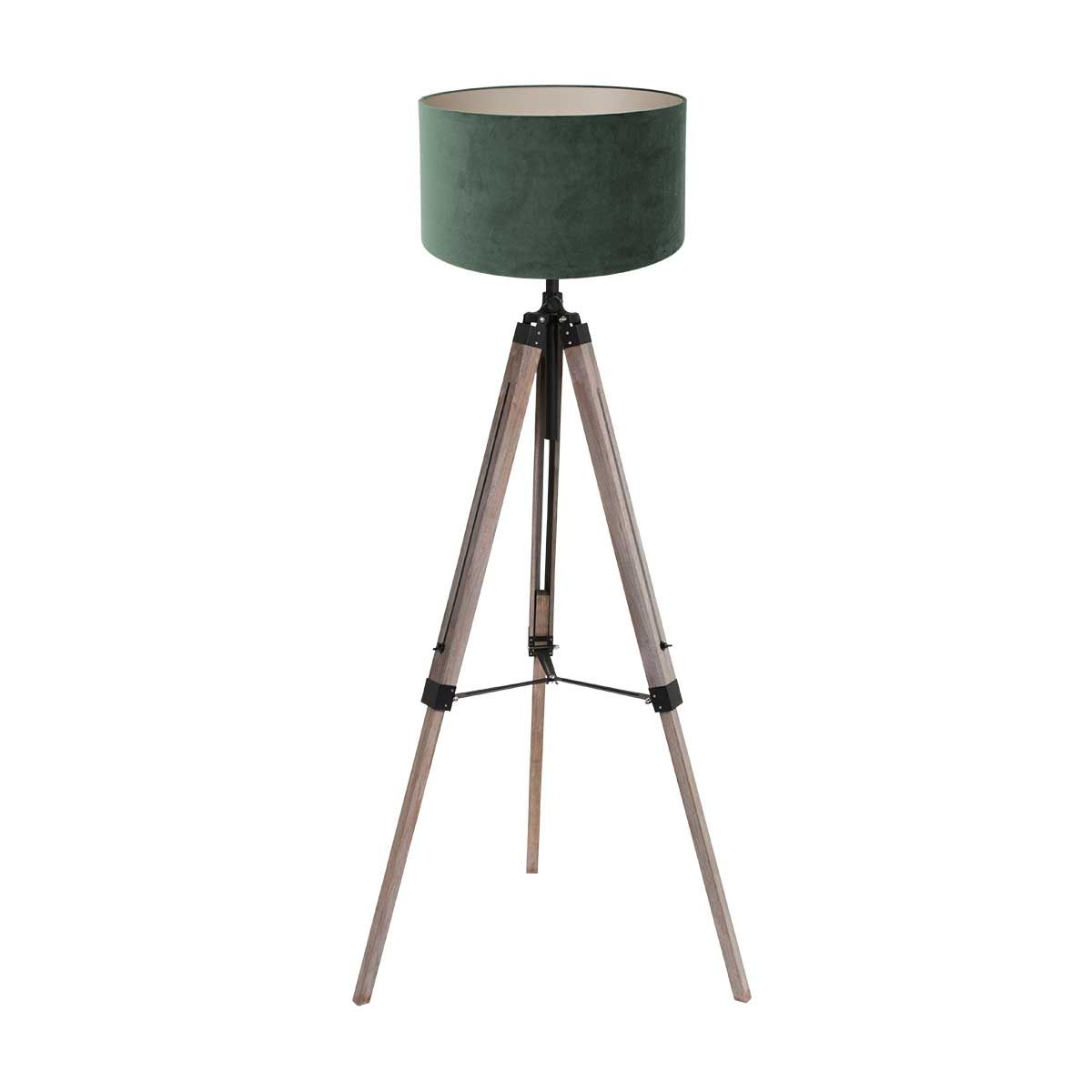 Zwarte vloerlamp hout velours kap Mexlite Triek - Afbeelding 2