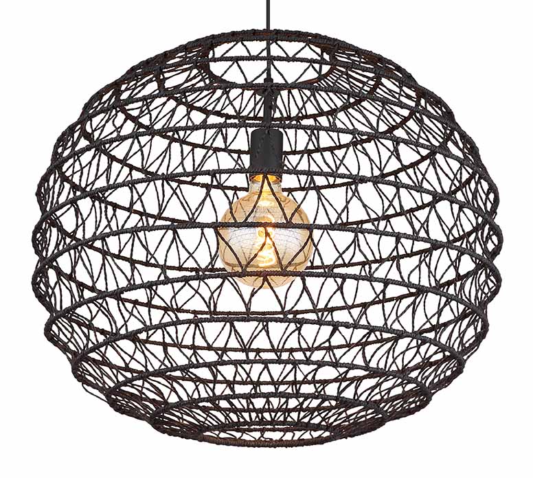 Zwarte bol Boheemse hanglamp Globo Senni - Afbeelding 3