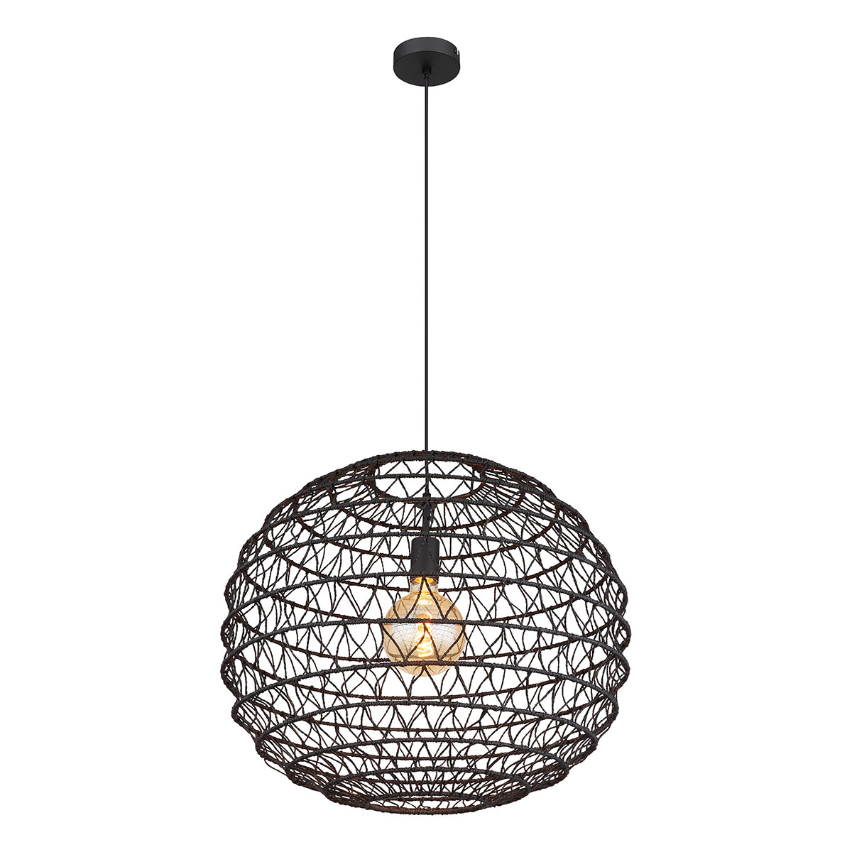 Zwarte bol Boheemse hanglamp Globo Senni - Afbeelding 2