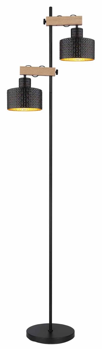 Zwarte vloerlamp rond landelijk Globo Rielly - Afbeelding 3