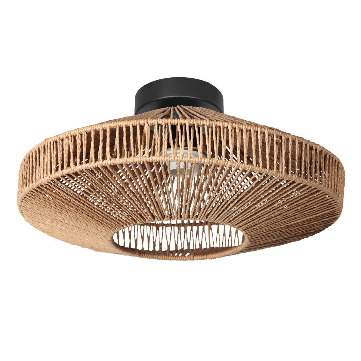 Zwarte plafondlamp met brede touwlampenkap Steinhauer Bloeba - Afbeelding 2