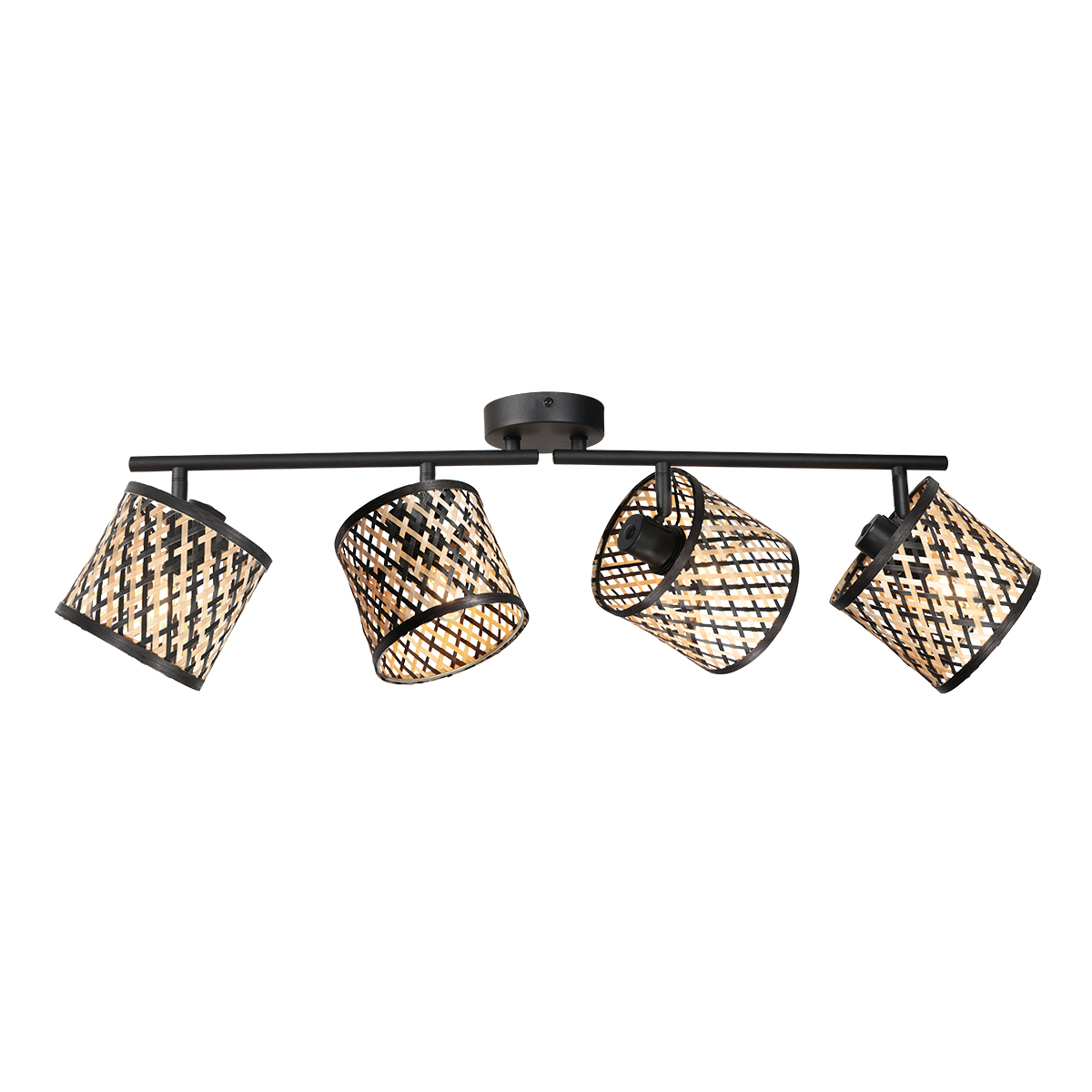 Zwarte vierlichts spot met bamboe accenten Mexlite Bambus - Afbeelding 9